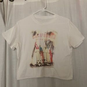 White Graphic Crop Top